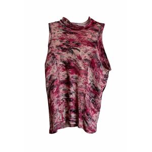 Anthro Pilcro Mock Neck Tank M NWT $58 Pink Combo Tropical Print